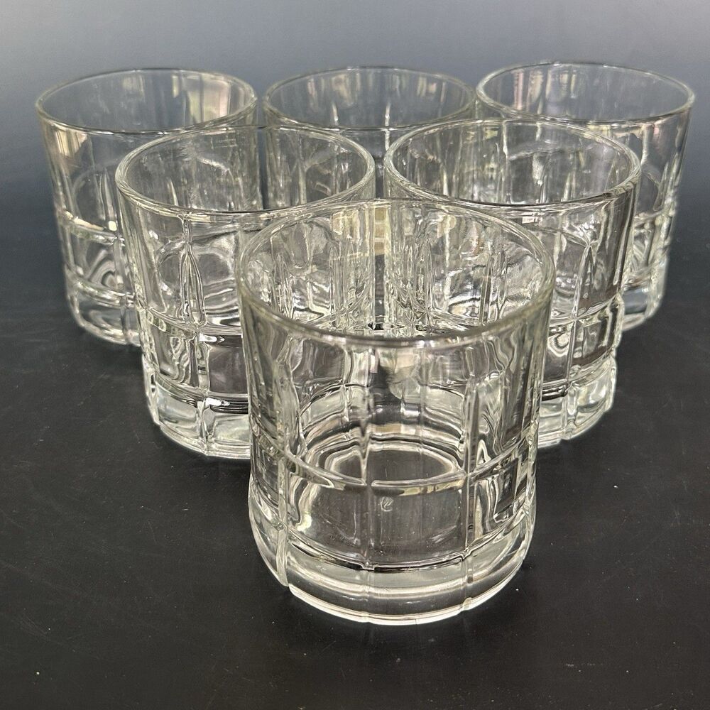 Vintage Anchor Hocking Manchester Rocks Glasses Set 6 Mixed Marks